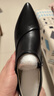 ZHR头层牛皮女鞋轻奢粗跟深口单鞋女百搭尖头皮鞋女 S395 黑色 37  实拍图