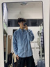 啄木鸟（TUCANO）衬衫男长袖春夏季休闲牛仔衬衣港风工装宽松纯色外套男 深蓝 XL 实拍图