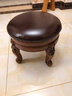 乐满庭美式实木小圆凳客厅泡茶凳子 复古茶几凳雕花小凳子皮凳圆形矮凳 不旋转深蓝色 实拍图