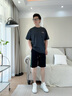 卡宾（CABBEEN）【柔软弹力】潮牌拼接刺绣休闲短裤男2024夏季新款宽松五分裤 煤黑色01 XL /52/180 实拍图