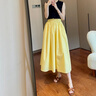 妍莉芬（yanlifen）夏季连衣裙搭配衣服一整套2025盐系冷淡风修身女上衣套装半身裙子 黄色半身裙 XL 【120-135斤】 实拍图