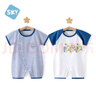 舒贝怡2件装婴儿衣服夏季薄款新生儿连体衣短袖哈衣儿童爬服藏青80CM 实拍图