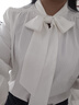 真维斯（JEANSWEST）长袖衬衫女秋季上衣法式蝴蝶结气质女士职业穿搭衬衣白色M 实拍图