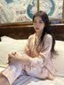 浪莎生日礼物送女朋友三件套轻奢蝴蝶提花带胸垫睡衣女新款冰丝凉感 粉玉-长袖长裤【礼盒装】 L (建议穿着体重105-125斤) 实拍图