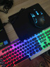 朋克风键盘高颜值发光有线USB键鼠套装悬浮键帽静音游戏办公通用 单键盘（彩虹黑） 有线 实拍图