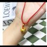 中国黄金（CHINA GOLD）黄金吊坠男女款足金小胖福金坨坨平安金锁项链情人节礼物婴儿满月 【今/次日达】胖福金坨+金珠【红绳】约0.6g 实拍图