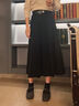 皓娥 黑色百褶西装半身裙女春秋高腰a字遮胯高级感显瘦中长灰色裙子 【黑色含腰带】 M 建议90-100斤 实拍图