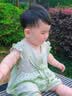 wua·wua婴儿衣服夏季薄款0-12个月女宝宝连体衣套装公主款哈衣外出夏装 薄荷绿+发带+三双袜+花儿帽子 80cm （适合9-12月 体重16-20斤） 实拍图