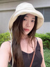 色彩熊花儿与少年金晨同款系带渔夫帽韩版简约百搭出游防晒遮阳水桶帽女 米白色系带渔夫帽 实拍图