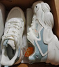 361°女鞋老爹鞋女秋冬季革网厚底增高休闲百搭轻便户外运动跑步鞋子女 羽毛白/浅烟绿 38 实拍图