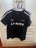 李宁短袖T恤女子夏季棉质撞色织带休闲复古足球风运动上衣 【常规版】黑色712-2 XL 实拍图