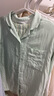 无印良品（MUJI） 女式 无侧缝双层纱织睡衣女士家居服春秋纯棉条纹格纹长袖 女款 淡绿色条纹 M (上装160/84A下装160/66A) 实拍图