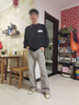 7家优品 微喇牛仔裤男士秋冬季加绒款美式高街宽松弹力修身直筒长裤子男 HCFS-2036灰色 L 实拍图