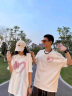 笙韵情侣装夏季短袖t恤2025新款结婚登记衣服520情人节礼物团班服定制 黑色男+白色女 M 男+女S 实拍图