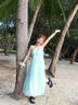 巧丂薄荷曼波海边度假氛围感沙滩裙设计感挂脖连衣裙仙女气质大摆裙子 湖水绿 S 实拍图