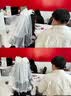 缔晶头纱领证求婚新娘头饰拍照表白登记蓬蓬纱装饰白色头纱儿童头纱 蝴蝶结卷边头纱-发夹款 实拍图