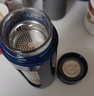 富光玻璃杯塑玻杯子商务泡茶杯双层茶水分离提环便携防烫车载办公水杯 凯泽蓝色 520ml 实拍图