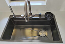 TOSO日式厨房水槽大单槽手工304不锈钢台中下洗菜盆一体盆飞雨洗碗池 米粒微晶4MM款-圆形抽拉龙头顶配 60*45CM 实拍图
