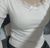 妙奕嘉白色内搭蕾丝打底衫女纯欲辣妹上衣修身微胖显瘦秋季衣服可外穿 磨毛纯欲蕾丝蝴蝶结长袖【白】 均码 （建议75-120斤） 实拍图