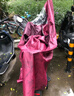法瑞纳雨衣电动车男女双帽檐雨披加大加厚电瓶车摩托车自行车骑行雨具 9XL双人(遮脚款）红色 实拍图
