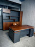 YOE.FTY优宜老板桌办公桌董事长大班台领导电脑桌单人工作台经理桌总裁桌 大叶胡桃+铁灰色（左副柜） 2.0米老板桌 实拍图