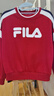 FILA 斐乐官方女子套头卫衣冬季logo时尚休闲拼色针织内搭长袖上衣 妖艳红-WI S 实拍图