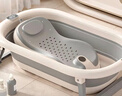 婴儿洗澡盆儿童浴盆大号宝宝可折叠可坐可躺洗澡神器新生儿童用品 【触屏感温】火山灰+3个折叠脸盆 实拍图