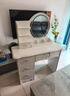 聚宸兴【JD/顺丰送货到家】梳妆台欧式化妆桌卧室简约小户型轻奢烤漆 【送凳子】圆镜70cm+白柜 如图二 实拍图