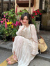妍莉芬（yanlifen）桔梗法式白色长袖连衣裙子女夏季2025年春装新款女装显瘦气质长裙 白色 S 实拍图