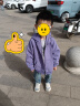 左西男童外套儿童运动开衫连帽上衣2025新款男孩春装衣服潮 紫色 120 实拍图