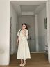 对白法式抽绳连衣裙套装女2025夏新款花苞袖衬衫背心裙气质两件套 浅米杏 S 实拍图