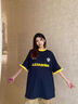 短袖t恤女2025夏季新款韩版宽松学生休闲时尚百搭圆领印花上衣女 多衣阁DY2567黑色 XL 实拍图