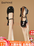 达芙妮（DAPHNE）法式玛丽珍鞋2024新款纯欲高跟鞋粗跟中跟单鞋伴娘婚鞋休闲女鞋 黑色 6.5CM 37 标准码 实拍图