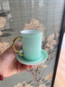 古帛扒花景德镇陶瓷创意轻奢手工中式龙鳞纹浓缩咖啡杯高档礼盒套装 咖啡杯（青龙） 1个 95ml 实拍图