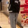 准者棒球服外套男装2025春夏新款美式复古PU皮袖休闲宽松运动夹克开衫 纯正黑【常规款】 4XL 实拍图