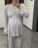 歌美姿歌美姿孕妇睡衣长袖家居服套装春夏产前产后喂奶莫代尔月子服 【四季款带胸垫】梦境鸢尾(紫) XL 实拍图