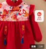 年服国风宝宝罩衣儿童男女防水防脏反穿衣冬季围兜拜年服 百鸟朝凤 120码（建议3-4岁） 实拍图