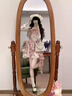 诗丹蕊春季裙子一整套甜美碎花不规则吊带连衣裙女学生搭配防晒披肩外套 裙子+开衫 均码 【可备注码数】 实拍图