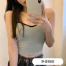 莫代尔小吊带背心女可外穿短款抹胸修身显瘦美背胸垫一体纯欲辣妹打底衫 【双肩带-黑】 辣妹纯欲 均码 70-140斤-可拆卸胸垫一体 晒单实拍图