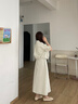 对白法式抽绳连衣裙套装女2025夏新款花苞袖衬衫背心裙气质两件套 浅米杏 S 实拍图