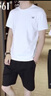 361°运动套装男冰丝速干T恤短裤男士衣服秋季薄款足球跑步健身篮球服 本白/基础黑【速干】 2XL(185) 实拍图