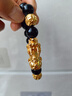 晶湖沙金貔貅佛珠手串男玛瑙红黑曜石皮丘男士转运珠3d硬金手链女 黑曜石12mm金钱款 实拍图