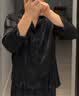 猫人睡衣男士夏季冰丝凉感缎面雪纺高级感条纹长袖开衫家居服黑色L 实拍图