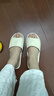 霜山日式牛皮亚麻凉拖鞋女夏季防滑吸汗室内软底男情侣家居拖鞋 【升级款】女米白-推荐36-37码 实拍图