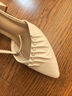 达芙妮（DAPHNE）包头凉鞋女粗跟夏季新款法式一字带单鞋名媛高跟鞋 米白色 6cm 36 (230mm) 标准码 实拍图