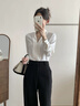 伯德小姐白色衬衫v领职业装女西装内搭上衣正装面试通勤日常雪纺衬衣 实拍图