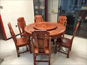 质道 红木家具 非洲花梨（学名：刺猬紫檀）实木餐桌椅组合新中式餐厅带转盘餐台饭桌 预付选项 单拍不发 款清发货 实拍图
