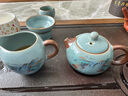 古晏瓷景德镇千里江山汝窑功夫茶具套装天青珐琅彩陶瓷茶壶盖碗轻奢礼品 10头天青汝窑千里江山茶壶茶具 实拍图