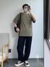 LeoHan短袖t恤男日系简约纯棉体恤宽松潮流百搭美式休闲上衣服夏季 绿色 L （建议130-150斤） 实拍图