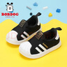 巴布豆（BOBDOG）宝宝鞋子男软底1-3岁春秋新款小童透气学步鞋 黑/金 24 适合脚长14.4cm 实拍图